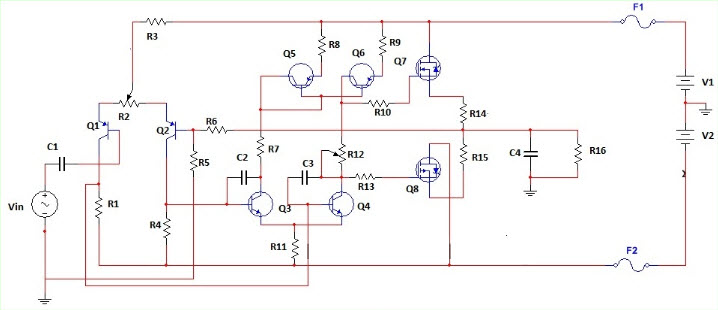 100W MOSFET Power Amplifier Circuit Operation