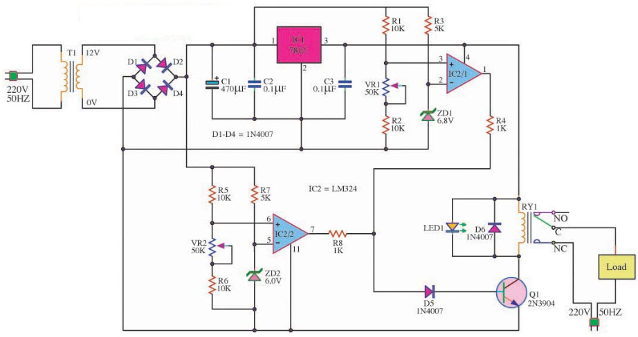 Circuit Diagram Operation Over Voltage and Under Voltage Circuit Using Comparator