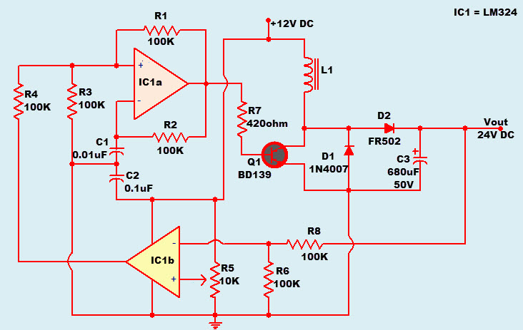 DC 12V to 24V Converter Circuit Diagram
