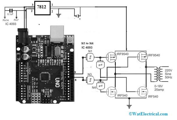 Single Phase Inverter Circuit using Arduino